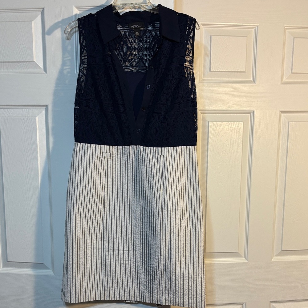ALYX Navy and White Lace Midi Dress